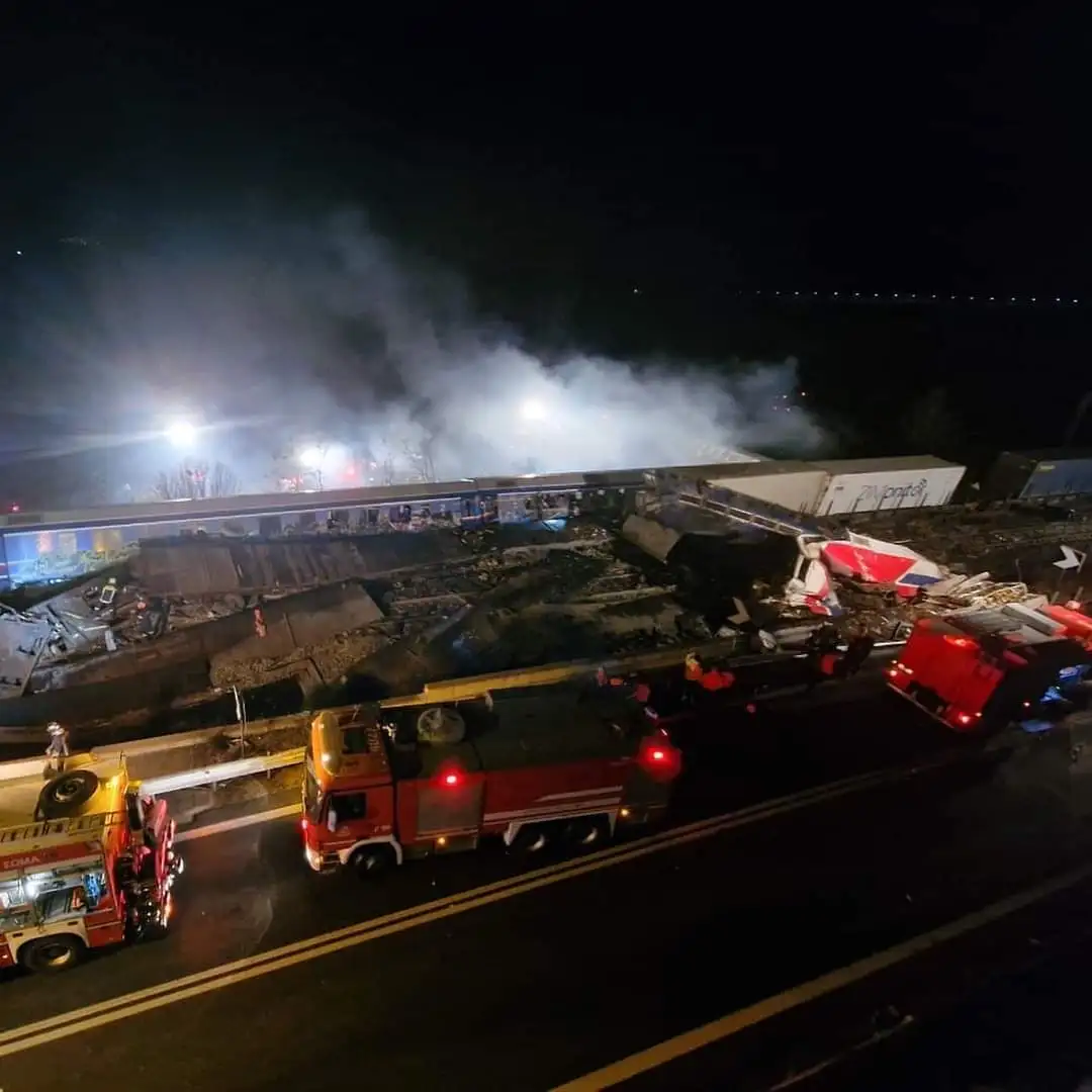 At least 32 people were killed when a freight train collided with a passenger train in central Greece on Tuesday night, according to the fire brigade, with people still believed to be trapped