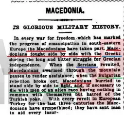 За новинарот во Сиднеј, тогашните Македонци се етнички („расно“) различни од Бугарите, Србите и од Грците.