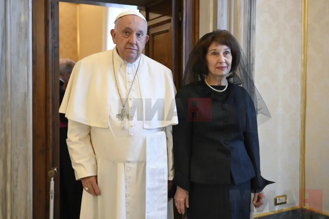 President Gordana Siljanovska-Davkova and the head of the Roman Catholic Church, Pope Francis, discussed the Euro-integration of the country and the Western Balkan region, as well as current 