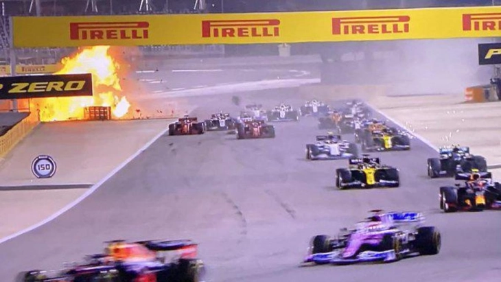 Грожан преживеа страшна несреќа, трката во Бахреин привремено прекината