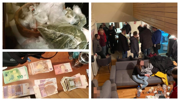 Приведени 13 лица при претрес на дом во Скопје, запленета дрога