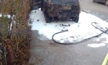 Штипските пожарникари гаснеа запален автомобил