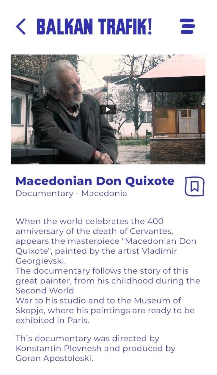 Документарецот „Македонскиот Дон Кихот” дел од фестивалот „Балкан трафик” во Брисел