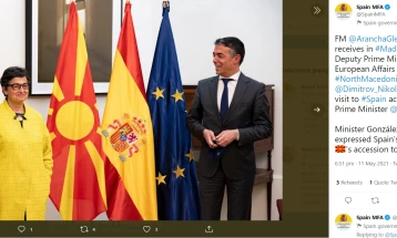 Гонзалес Лаја: Шпанија ја поддржува Северна Македонија за членство во ЕУ