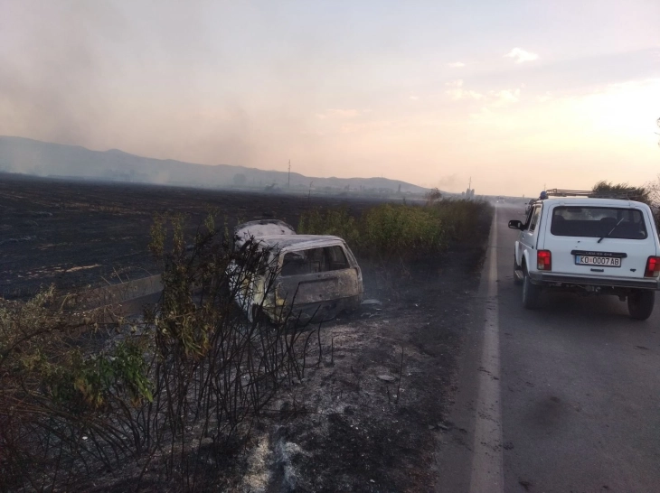 Во Кочанско 12 пожари за едно деноноќие, изгоре патничко возило и 20 хектари земјоделски култури