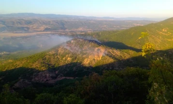 Сè уште активен пожарот на планината Серта над штипско Драгоево
