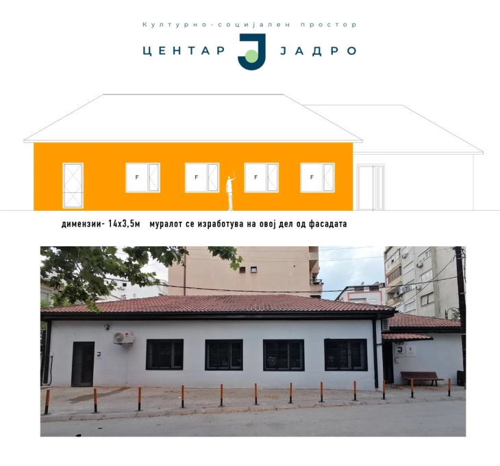 Објавен конкурс за изработка на мурал на фасадата на КСП Центар - Јадро