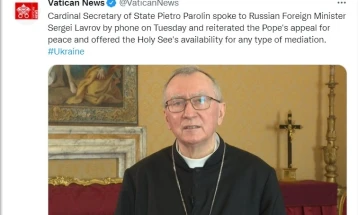 Ватикан на руската Влада и изразил загриженост поради војната во Украина