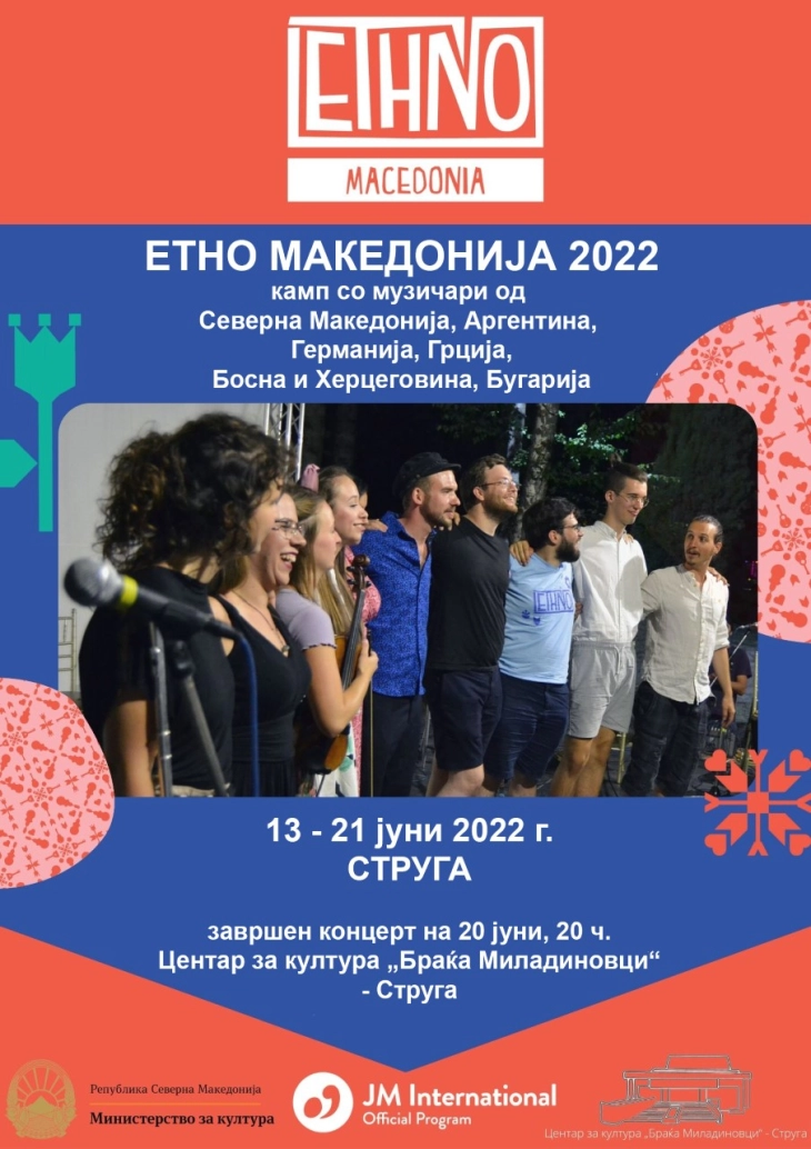 Музичка младина ќе го реализира меѓународниот камп за млади музичари „Етно Македонија“