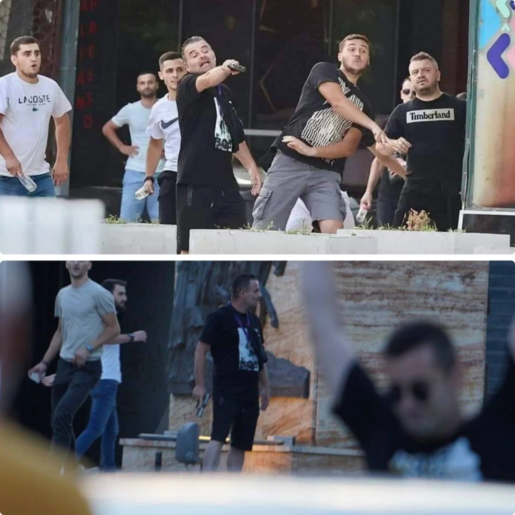 Приведено лицето кое пукаше со пиштол спроти споменикот „Скендербег“
