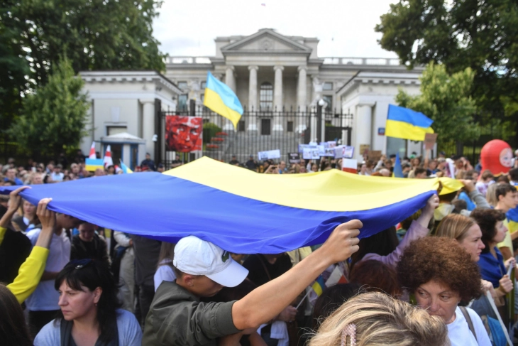 Протест во Варшава против руската инвазија на Украина