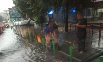 Во Скопје се расчистуваат сливниците, паднатите дрвја и билбордите од коловозите и тротоарите