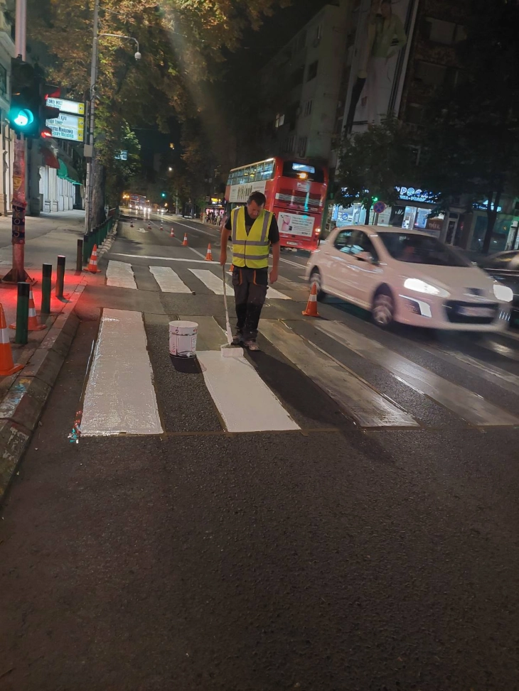 Изминатиов месец обележани 9.447 квадратни метри хоризонтална сигнализација на градските улици и булевари