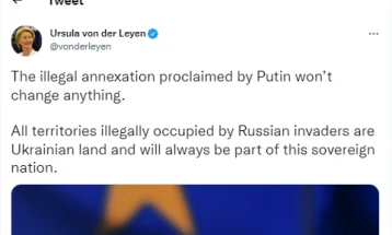 Фон дер Лајен: Нелегалната анексија прогласена од Путин нема да промени ништо