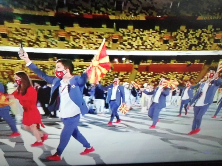 North Macedonia’s athletes parade at opening ceremony of Tokyo Olympics
