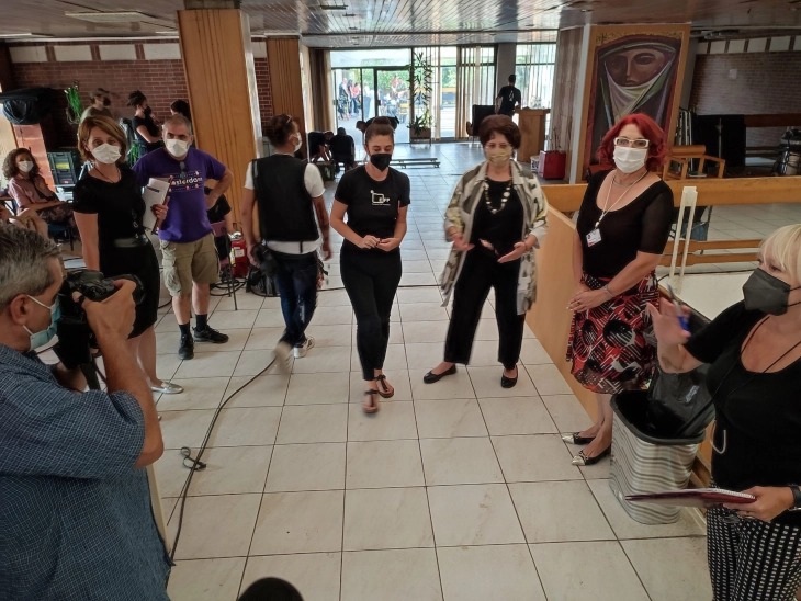 Teona Mitevska's crew filming at National and University Library helps renovate main reading room