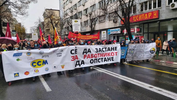 Trade unions stage protest in Skopje