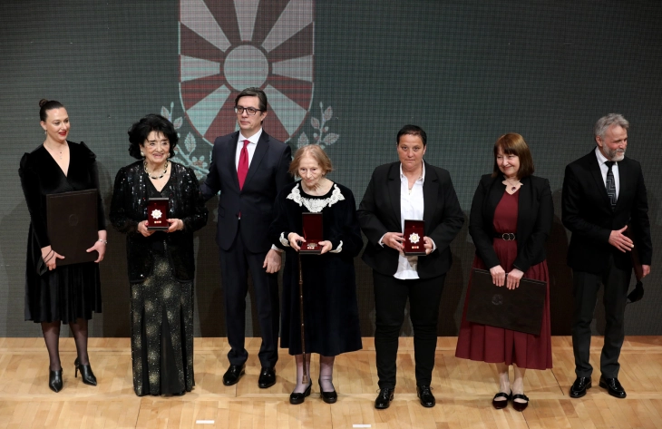 President Pendarovski presents Milica Stojanova, Milka Eftimova and Stojna Vangelovska with Order of Merit