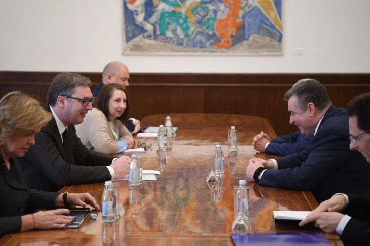 Serbian President Vucic meets with Russian Duma committee chairman Slutsky