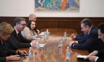 Serbian President Vucic meets with Russian Duma committee chairman Slutsky