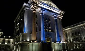 Government and MFA buildings lit up in EU colors