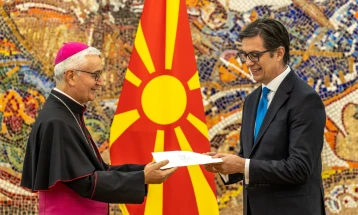 President Pendarovski receives credentials of new Apostolic Nuncio, Archbishop Luciano Suriani