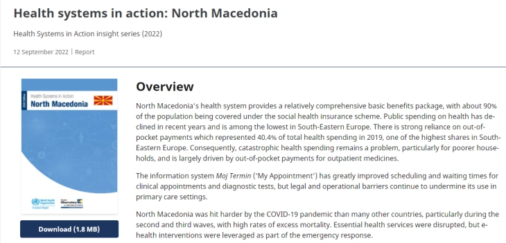 WHO: North Macedonia makes progress in reducing antimicrobial resistance; catastrophic health spending remains a challenge