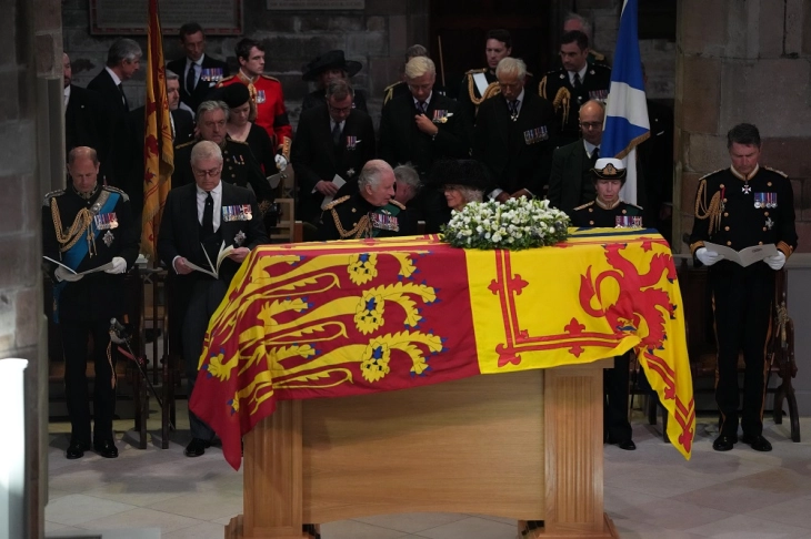 Queen’s children led by Charles walk behind late monarch’s coffin