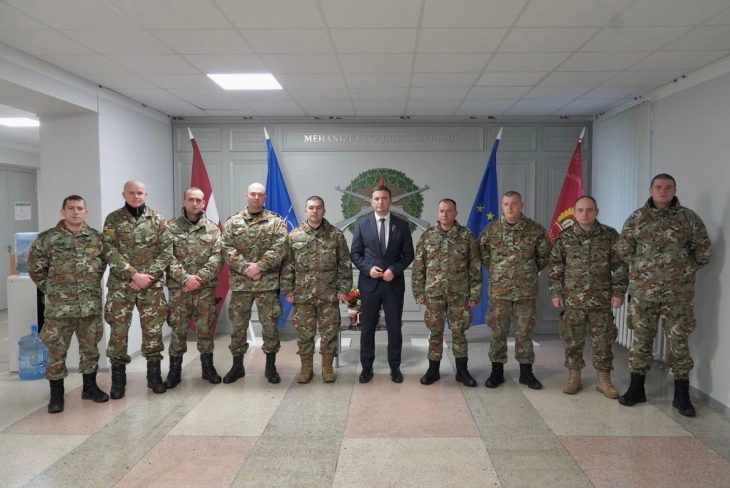 Osmani visits NATO-led Enhanced Forward Presence battle group in Latvia, meets Macedonian troops