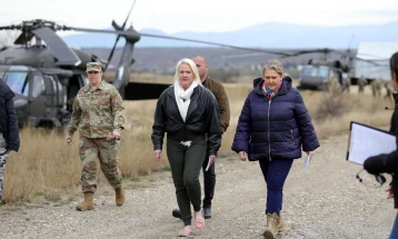 Petrovska and Aggeler attend Black Hawk helicopter drill at Krivolak