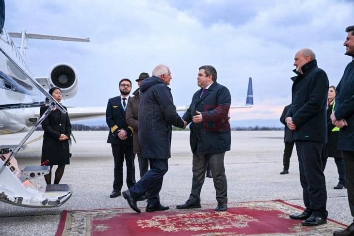 Борел и Вархеји пристигнаа во Скопје, пречекани од вицепремиерот Маричиќ