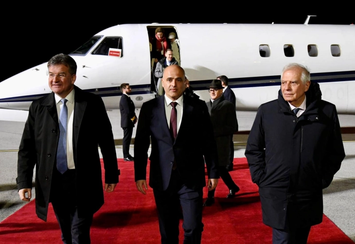 Kovachevski, Borrell and Lajčák arrive in Ohrid for upcoming Belgrade-Pristina Dialogue meeting 