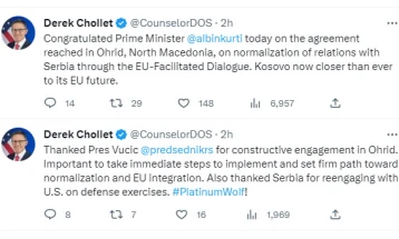 Шоле им честиташе на Вучиќ и Курти за постигнатиот договор во Охрид