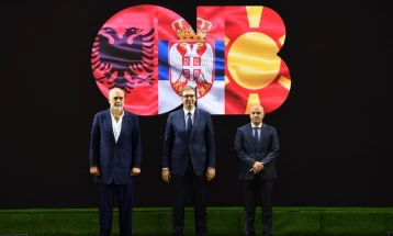 Kovachevski, Vučić and Rama at “Wine vision by Open Balkan” at Vinitaly in Verona