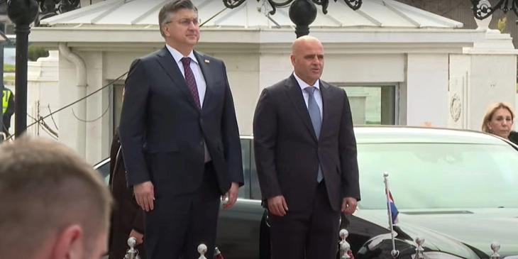 Me nderimet më të larta Kovaçevski e priti kryeministrin kroat Plenkoviq