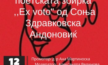 Промоција на поетската збирка „Ex voto“  на Соња Здравковска Андоновиќ