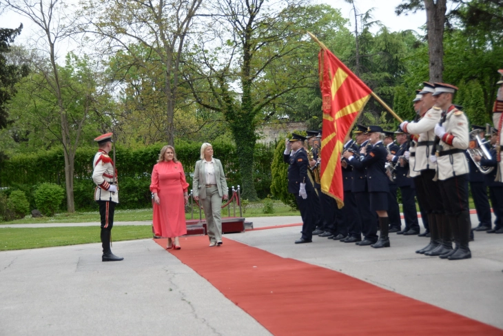 Defense Minister Petrovska welcomes Austrian counterpart Tanner with highest state and military honors