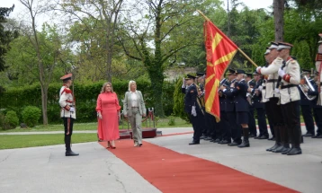 Defense Minister Petrovska welcomes Austrian counterpart Tanner with highest state and military honors