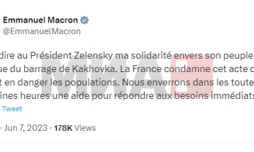 Макрон го осуди нападот врз браната во Украина вети дека Франција ќе испрати помош