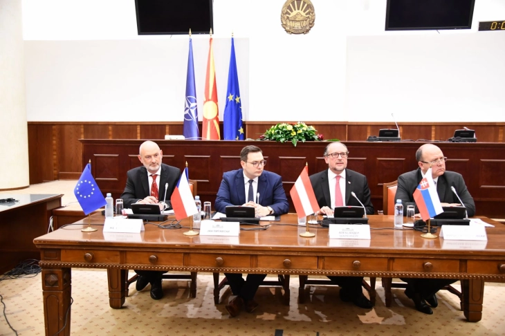 VMRO-DPMNE delegation led by Mickoski meets Schallenberg, Lipavsky, Wlachovský 