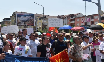 Protesta në Strumicë kundër hapjes së minierës në Ilovicë dhe Shtukë