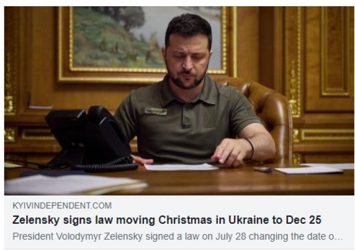 Zelenski e nënshkroi ligjin me të cilin Krishtlindja në Ukrainë do të festohet më 25 dhjetor