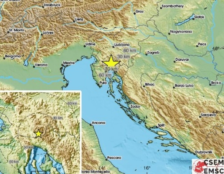 Земјотрес во Словенија, почувствуван и во Хрватска