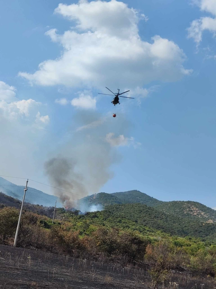 Në zjarrin afër Dojranit po intervenohet me helikopter dhe “Er traktor”