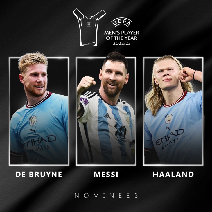Меси, Халанд и Де Брујне номинирани за наградата на УЕФА за играч на годината
