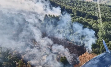 Полициските хеликоптери исфрлија над 80 тони вода, продолжува гасењето на пожарот во близина на Богомила