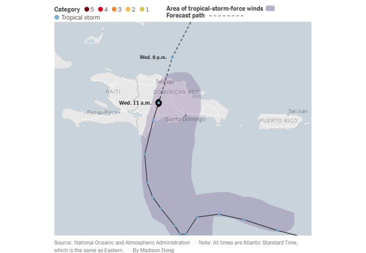 Тропската бура „Франклин“ удри на бреговите на Доминиканската Република