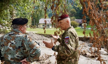 Gjurchinovski visits troops helping Slovenia's flood relief efforts