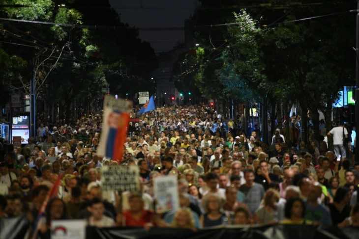 Осумнаесетти протест „Србија против насилството“ посветен на состојбата во образованието и владеењето на правото