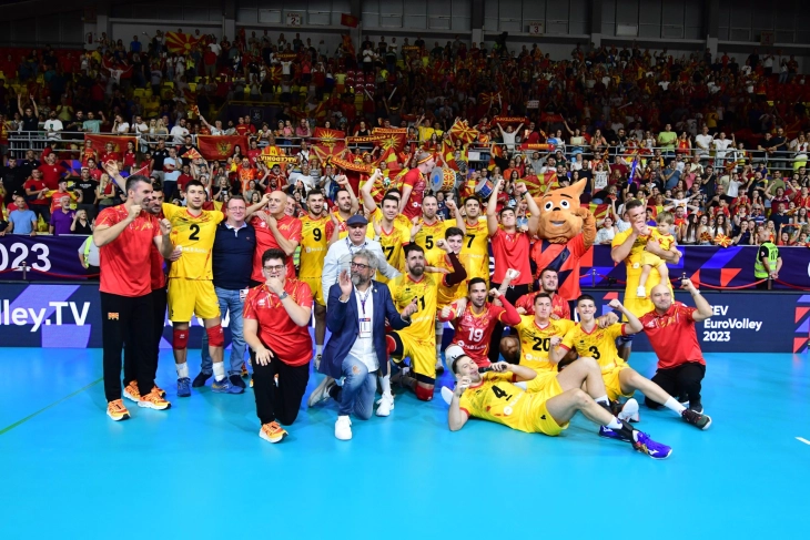Macedonian volleyball team defeats Montenegro at EuroVolley 2023, set to play against Poland